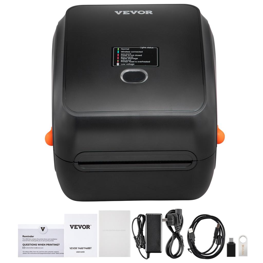 VEVOR Thermal Label Printer, 300DPI for 4x6 Mailing Packages, Wireless Bluetooth & Automatic Label Recognition