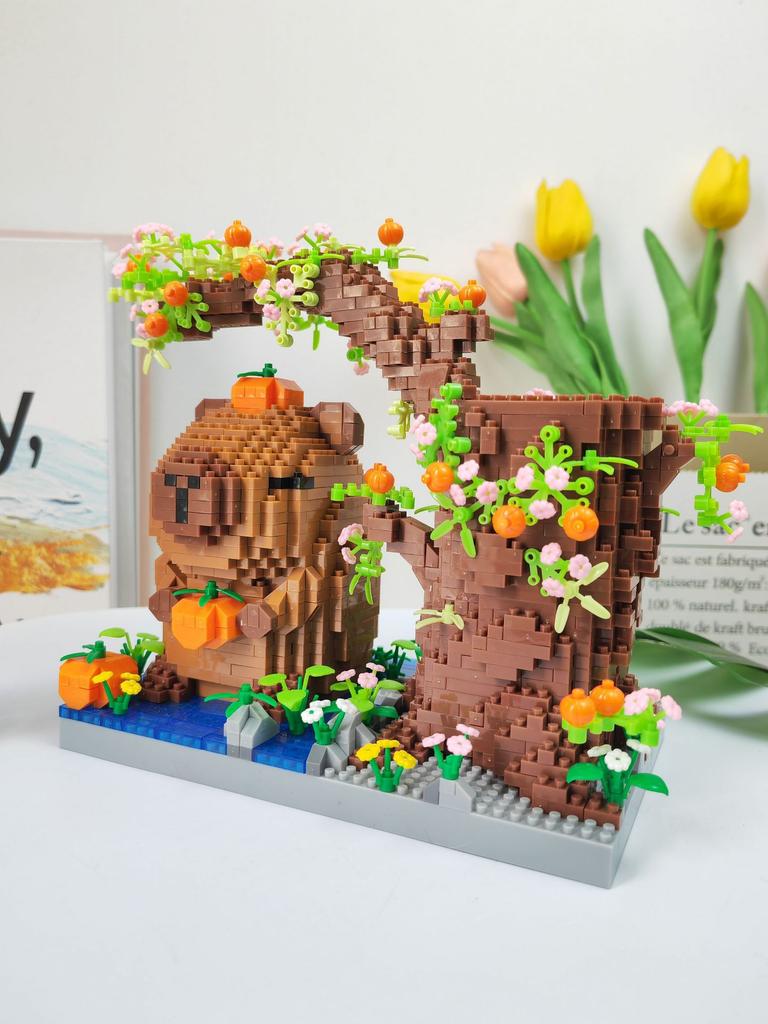 Capybara Pen Holder Panda Desktop Model Mini Building Block Toys Educational And Decorative Toy For Desk