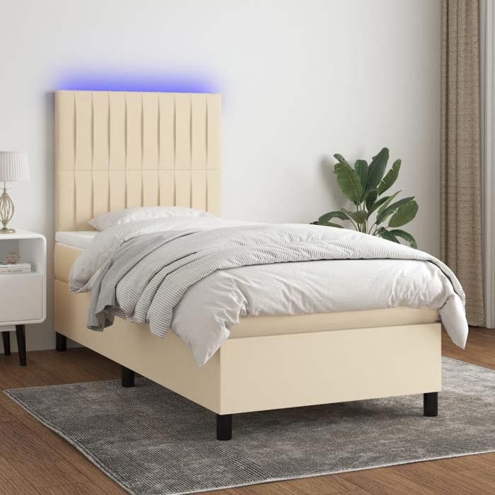 VidaXL Bed Slatted Base with Mattress and LED, Upholstered Bed, Single Bed, Adult Bed for Interior Bedroom, 3135002