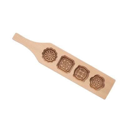 Wooden Moon Cake Mold 4 Flower Pattern Wood Pastry Mold Cake Baking Tools  Mung Bean Cake Ice Skin