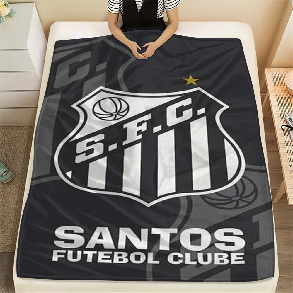 1Pc Santos FC Print Flannel Blanket High Quality Warm Comfortable Cover for All Seasons Perfect for Gifts Home Decor