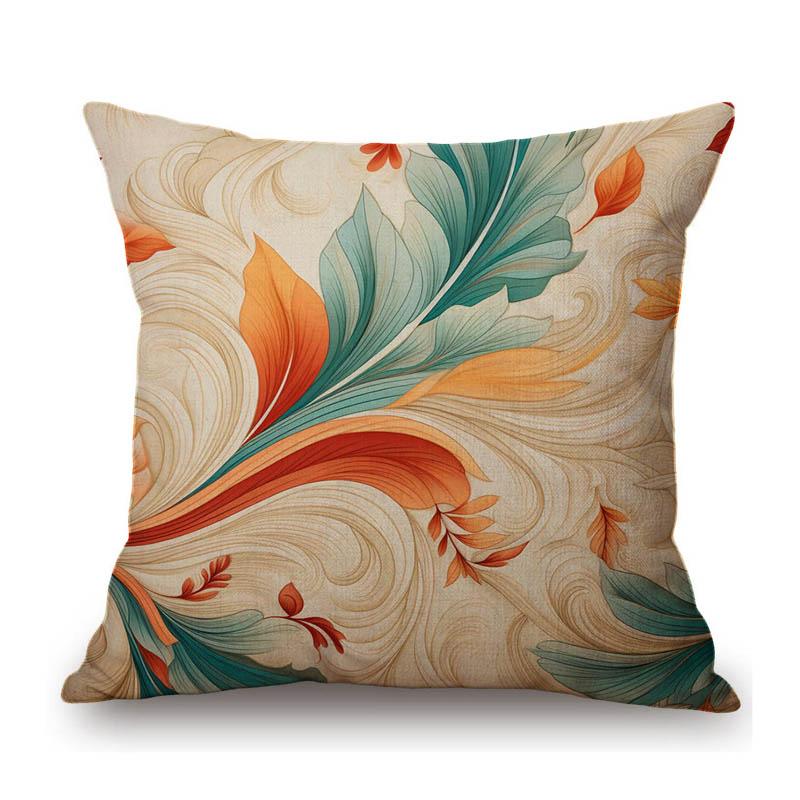 Red Yellow Flower Pattern Peony Rose Home Decoration Royal European Style Cotton Linen Sofa Throw Pillow Case Cushion Cover