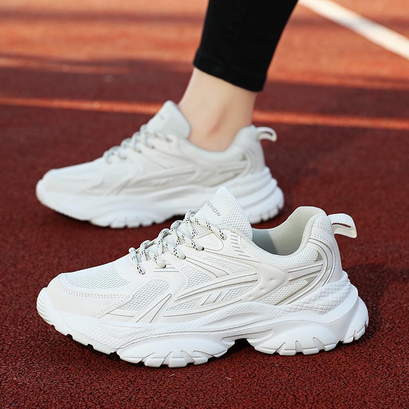 Fashion 2025 New Anti Slip Breathable Mesh Women's Running Shoes, Casual and Fashionable, Multi Functional Women's Dad Shoes Silvery
