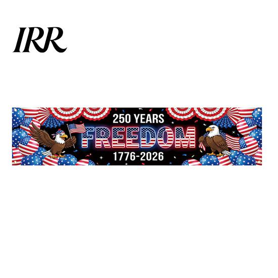 Independence Day Decor 250th Anniversary Banner 6.5x1.5ft 250 Years of Freedom American Patriotic Decoration 1776-2026 Outdoor Party USA Porch
