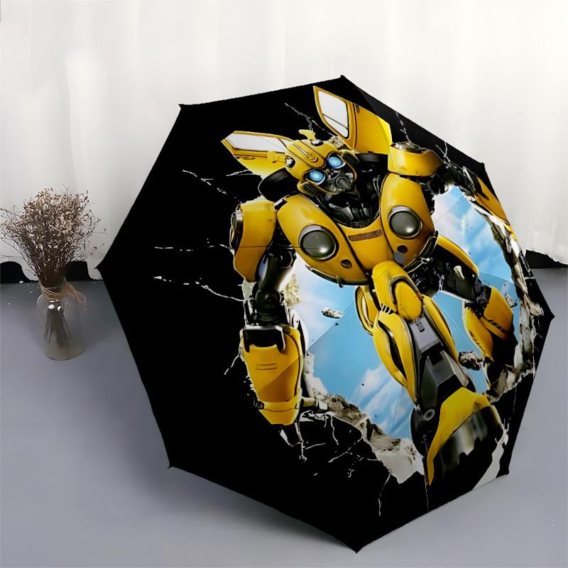 1pc Transformer Bumblebee Automatic Umbrella | Portable Foldable 8-Rib Manual Open, Cute Halloween & Christmas Gift for Outdoor, Casual Accessory, Dur