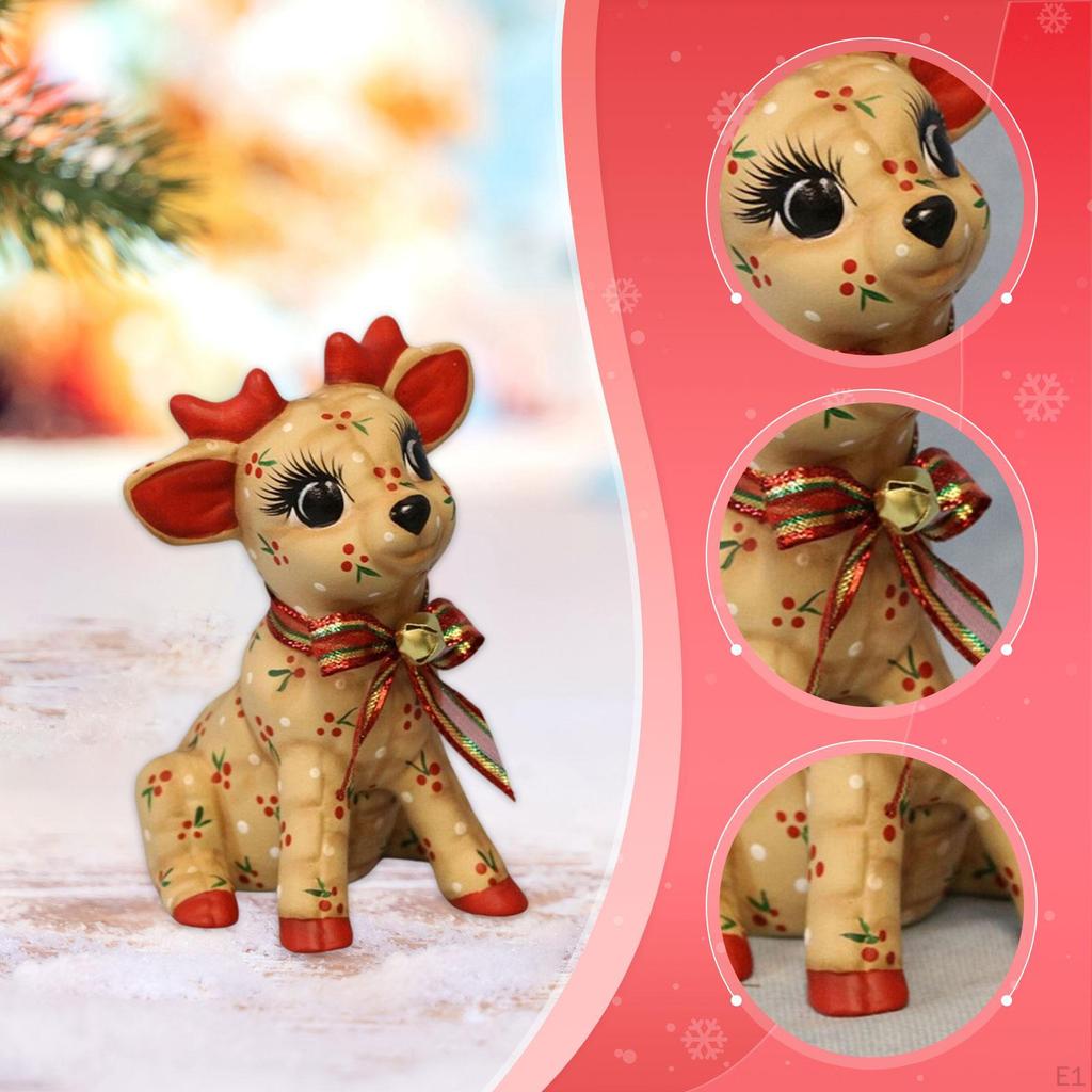 Reindeer Statue Decorative Figurine Christmas Decoration Resin Small Collectible Animal Sculpture