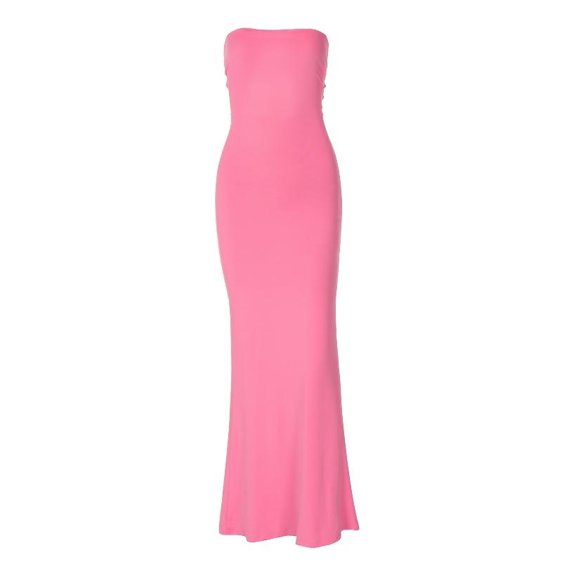 Women's Summer New One-word Collar Tube Top Backless Straps Sexy Tight Waist Slim Dress
