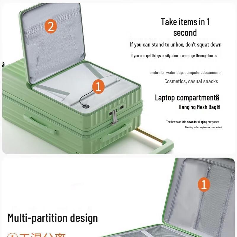 Front-Opening Wide Pull Rod Suitcase