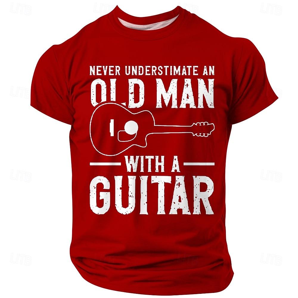 Men's Acoustic Guitar Tree of Life Graphic T-Shirt Nature Roots Surreal Music Art Folk Musician Gift Sunset