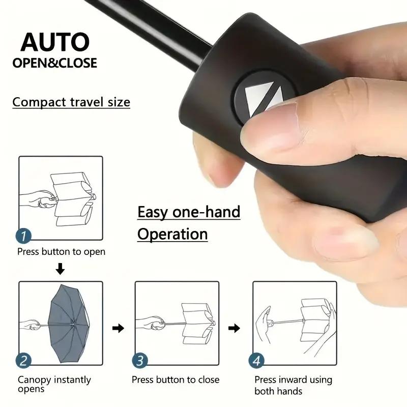 Paraguas Plegable Totalmente Automático Resistente al Viento y la Lluvia de Doble Capa para Hombres Mujeres Paraguas Grande de Lujo para Negocios Paraguas