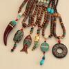Wooden Necklace Nepal Buddhist Mala Amulet Beads Handmade