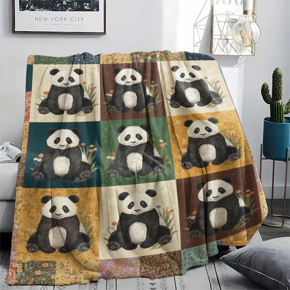 1Pc Patchwork Animal Print Flannel Blanket, High quality Comfortable for All Seasons, Home Decor, Warmth and Comfort, Perfect for Christmas Gifts60