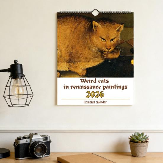 Weird Cats In Renaissance 2026 Wall Calendar 12 Medieval Cat Art Paintings Monthly Calendar