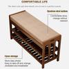 Bamboo Shoe Bench, 3-Tier Storage Rack for Entryway, End of Bed With Cushion, Hallway, Living Room, 19.7" L