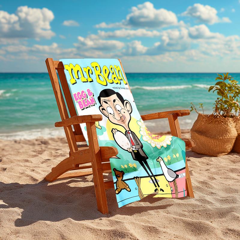 1pc Mr Bean1 Beach Towel, Comfortable and Thick, and Swimming/Bath/Picnic/Camping Towel, Suitable for Seaside Beaches