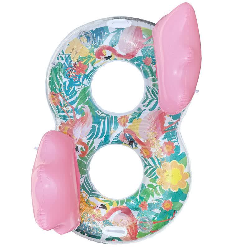 Double Sequin Flamingo Inflatable Pool Float