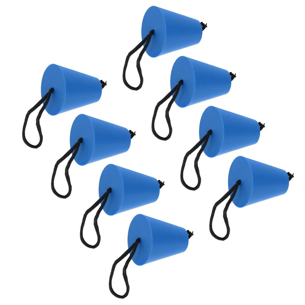 8Pcs Set Kayak Scupper Plug Silicone Drain Hole Bung Stopper with Lanyard for CanoeBlue