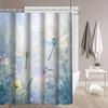 Dragonfly And Flowers Shower Curtain Waterproof Easy To Clean Privacy Protection Print Nature Garden Design Soft Blue Art