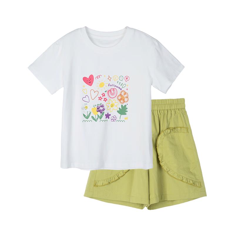 Fuluomi Girls Cartoon Print Short-Sleeve & Shorts Set 110