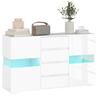 Modern Sideboard with Adjustable LED with Remote Control, 4 Drawers and 2 Cabinets, 120x34x70 Cm, White
