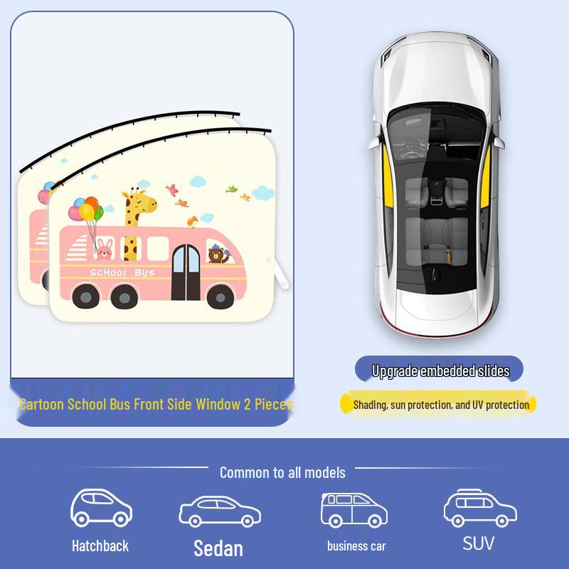 Car Sunshade Track Window Curtain - Interior Sun Protection & Privacy Blackout for Baby Stroller Side Windows