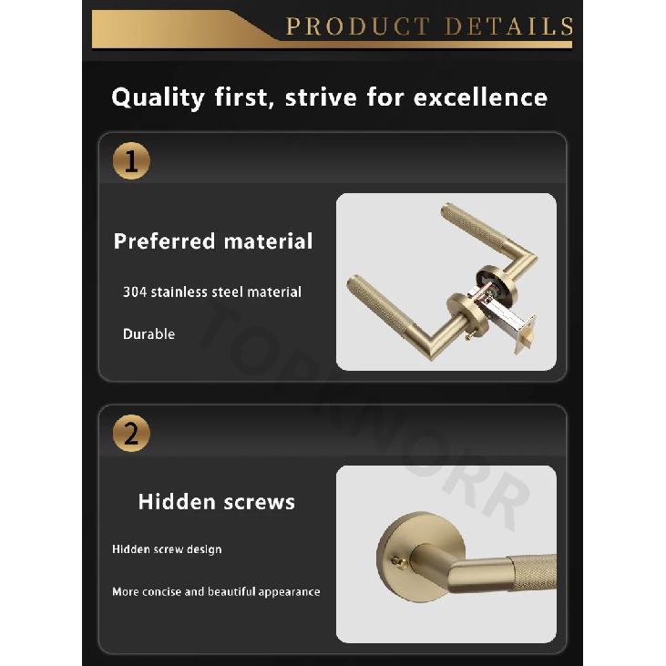 Bathroom Door Lock Indoor Bathroom 304 Stainless Steel Door Handle Wooden Door Bathroom Lock Privacy Door Lock Doorknob Bedroom