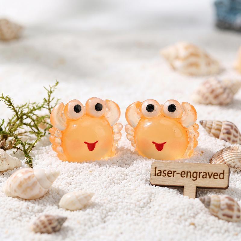 10Pcs Luminous Mini Crab Resin Figurine, Marine Scene Decor For Moss Micro Landscape, Creative Desktop & Car Ornaments