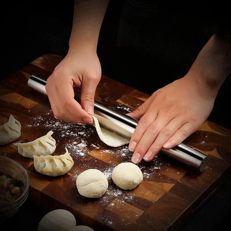 1 STÜCKE Haushalt Edelstahl Nudelholz Knetwerkzeug Haushaltsbackstock Roll Knödel Haut Nudelholz Mehl Maschine