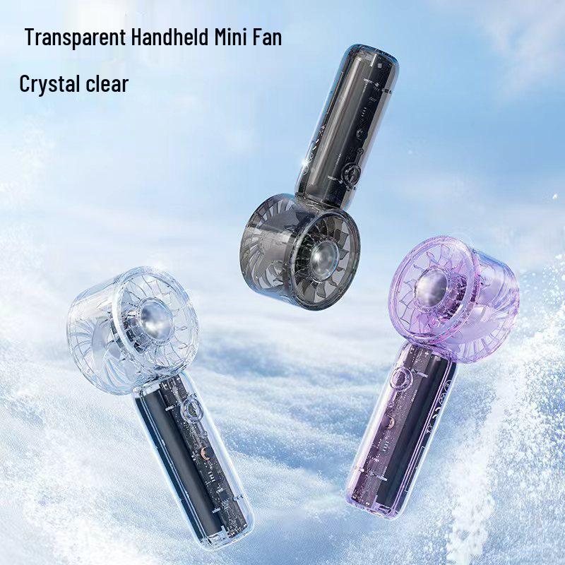 Rechargeable Mini Handheld Fan - Portable, High-Speed Transparent Wind Cannon