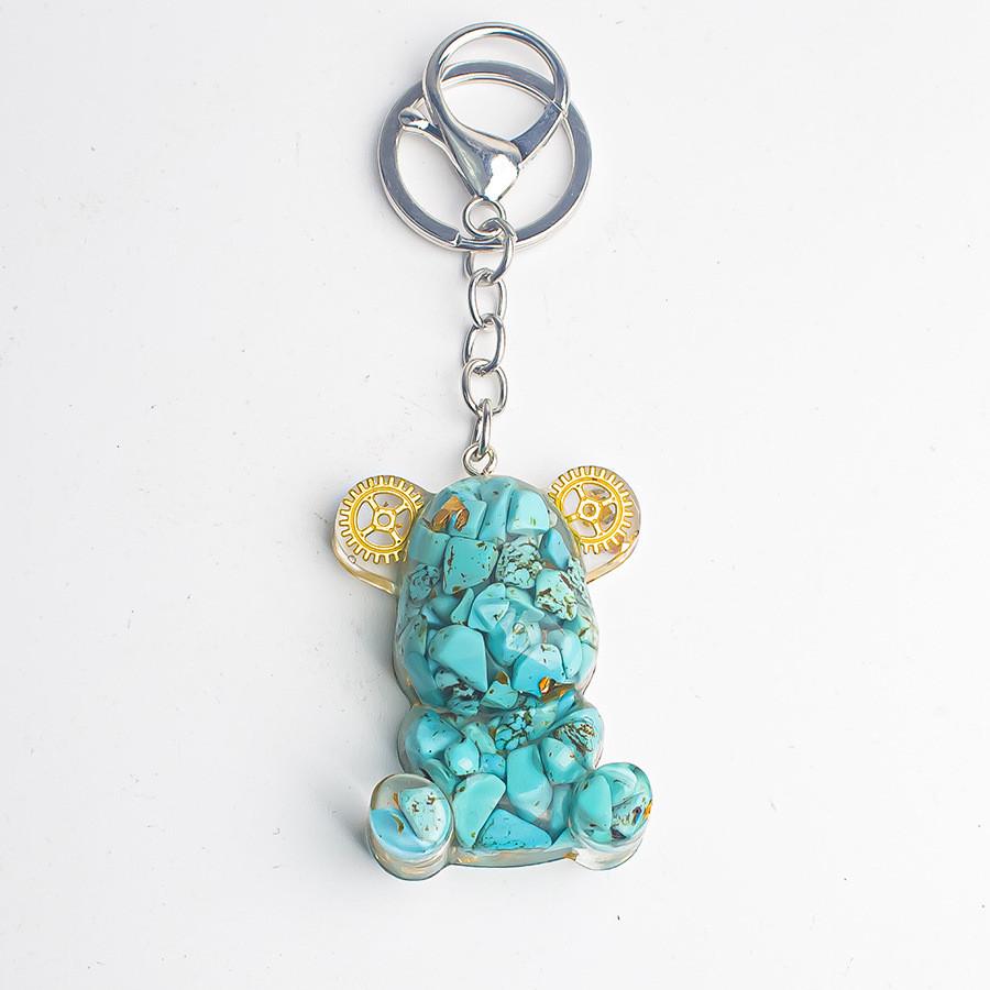Crystal Stone Bear Pendant With Natural Gemstones For Car Keychain And Gift Use