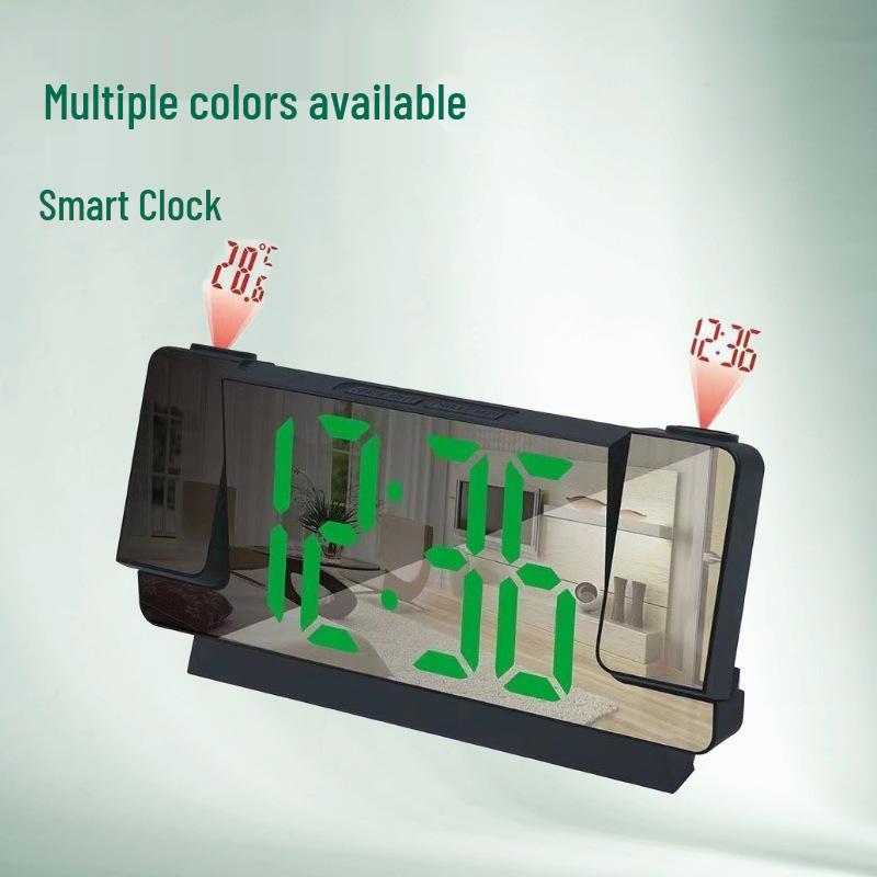 Large Screen LED Digital Wall Clock with Alarm, Temperature Display, and Night Light Mirror Projection