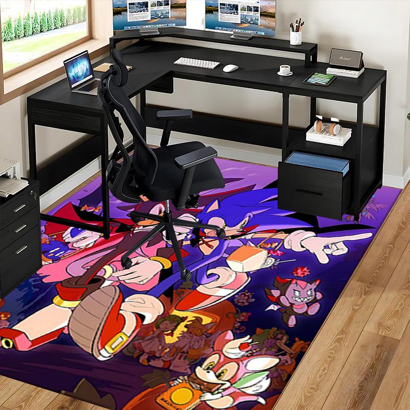 1pc Sonic the Hedgehog Halloween Edition Chair Mat, Anime Cartoon Design, Non-Slip Carpet for Office and Home Decor, Suitable for All Seasons.I045