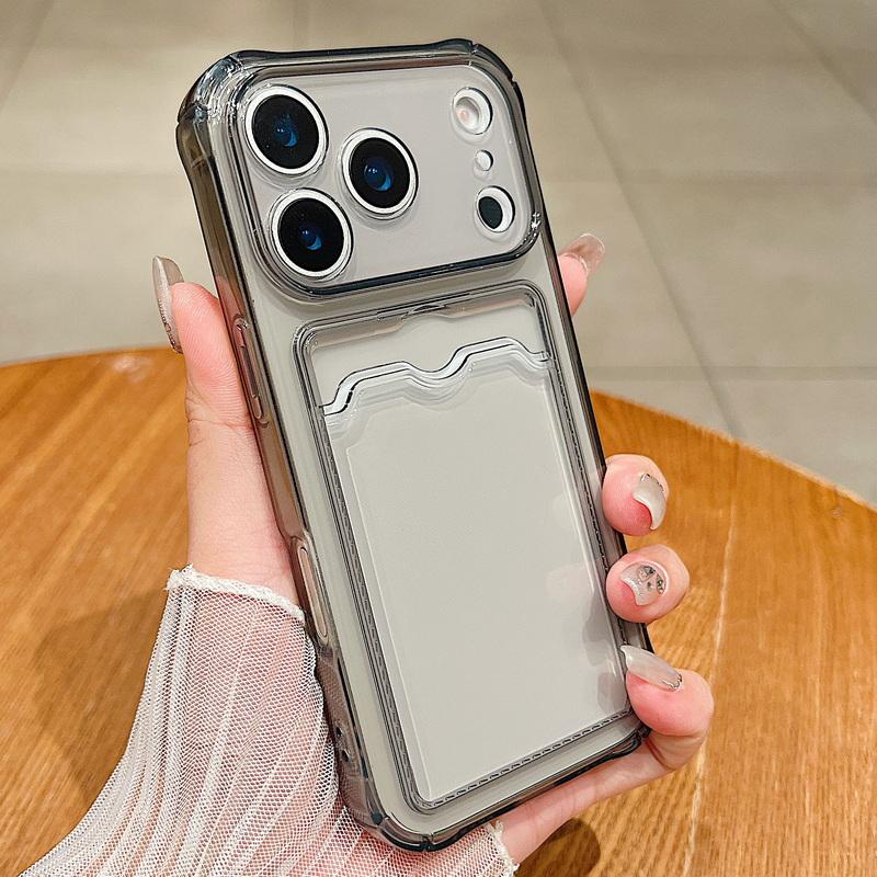 Handyhülle mit Kartenfach für iPhone 17 Pro 16 15 14 13 11 12 Pro Max 17 Air Stoßfest Transparent Silikon Weiche TPU Abdeckung