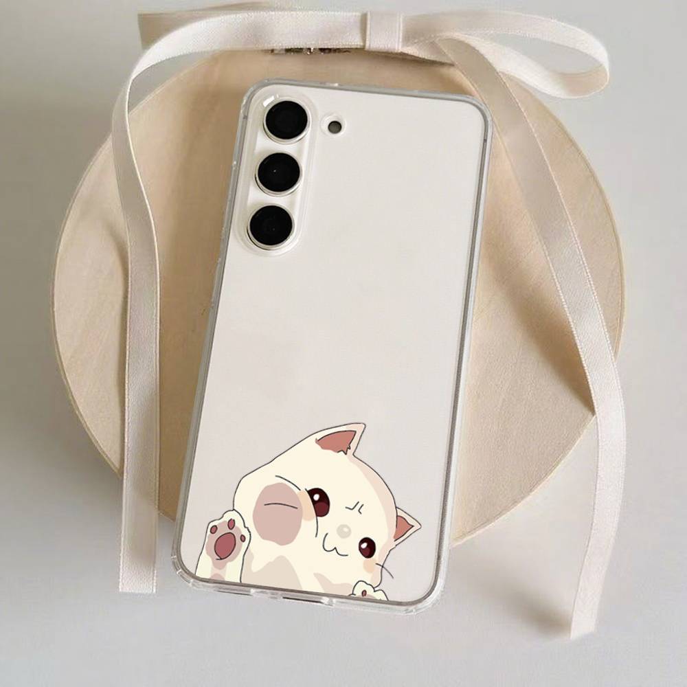 Cartoon Cat Phone Case For Samsung Galaxy S21 S22 S23 S24 S25ULTRA FE Ultra Plus5G A52S Transparent Cover