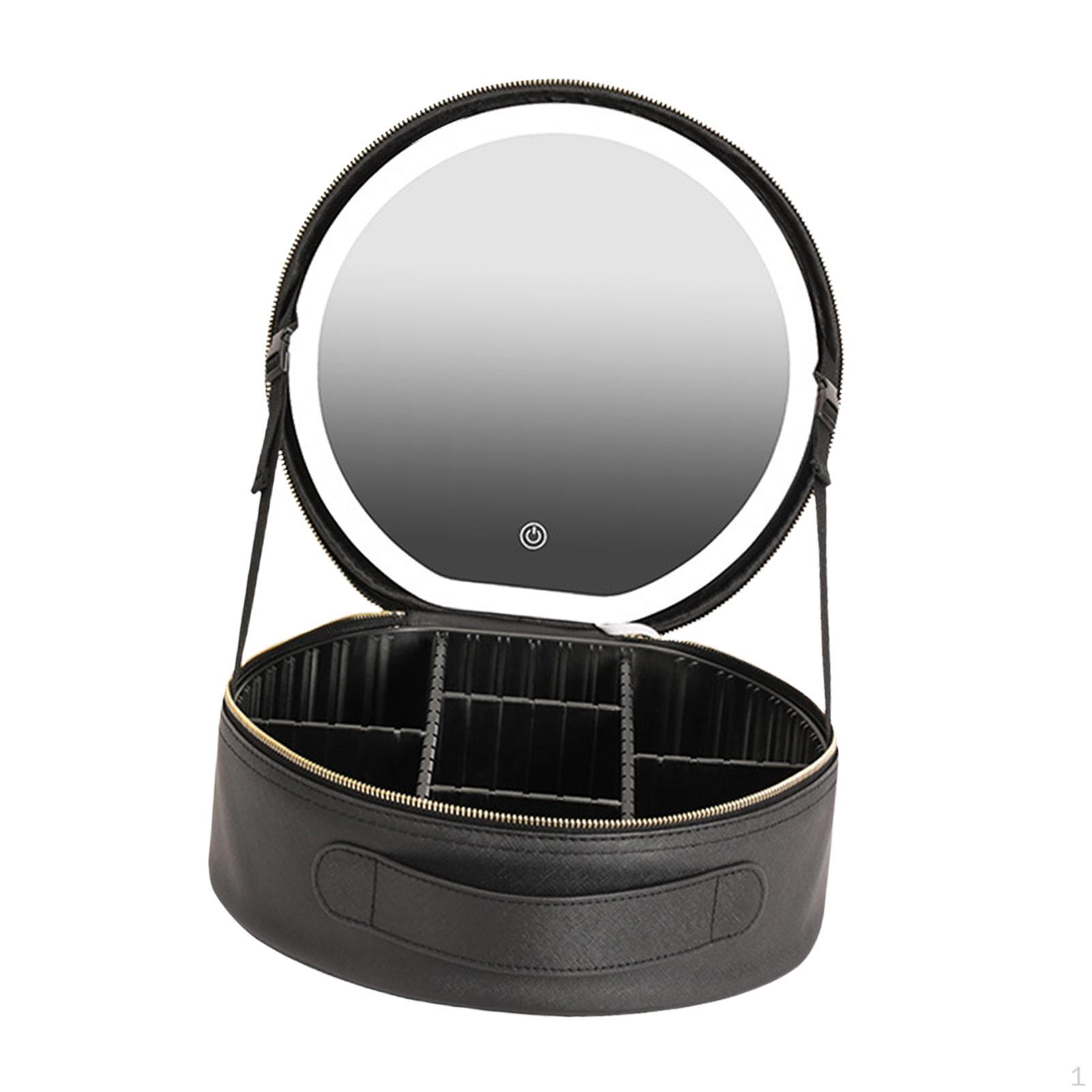 

LED Makeup Case with Mirror Travel Organizer Professional Portable Large Capacity Cosmetic Storage чорний