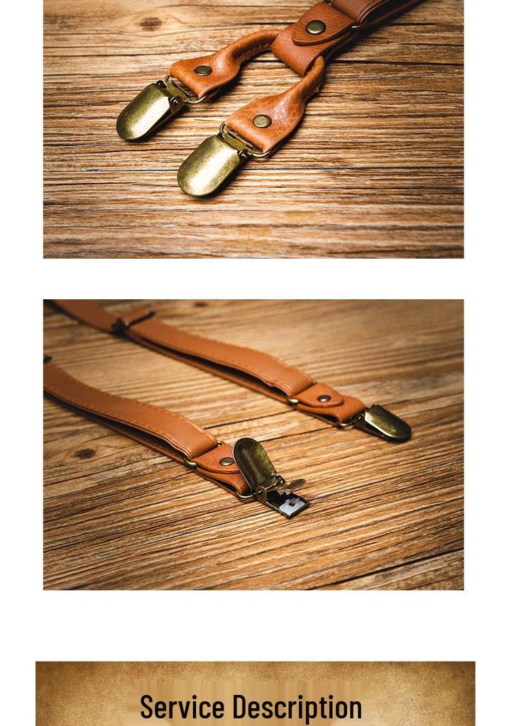 Clips de Tirantes Antideslizantes Unisex de Cuero PU Retro Británico para Monos, Ideales para Usuarios con Sobrepeso