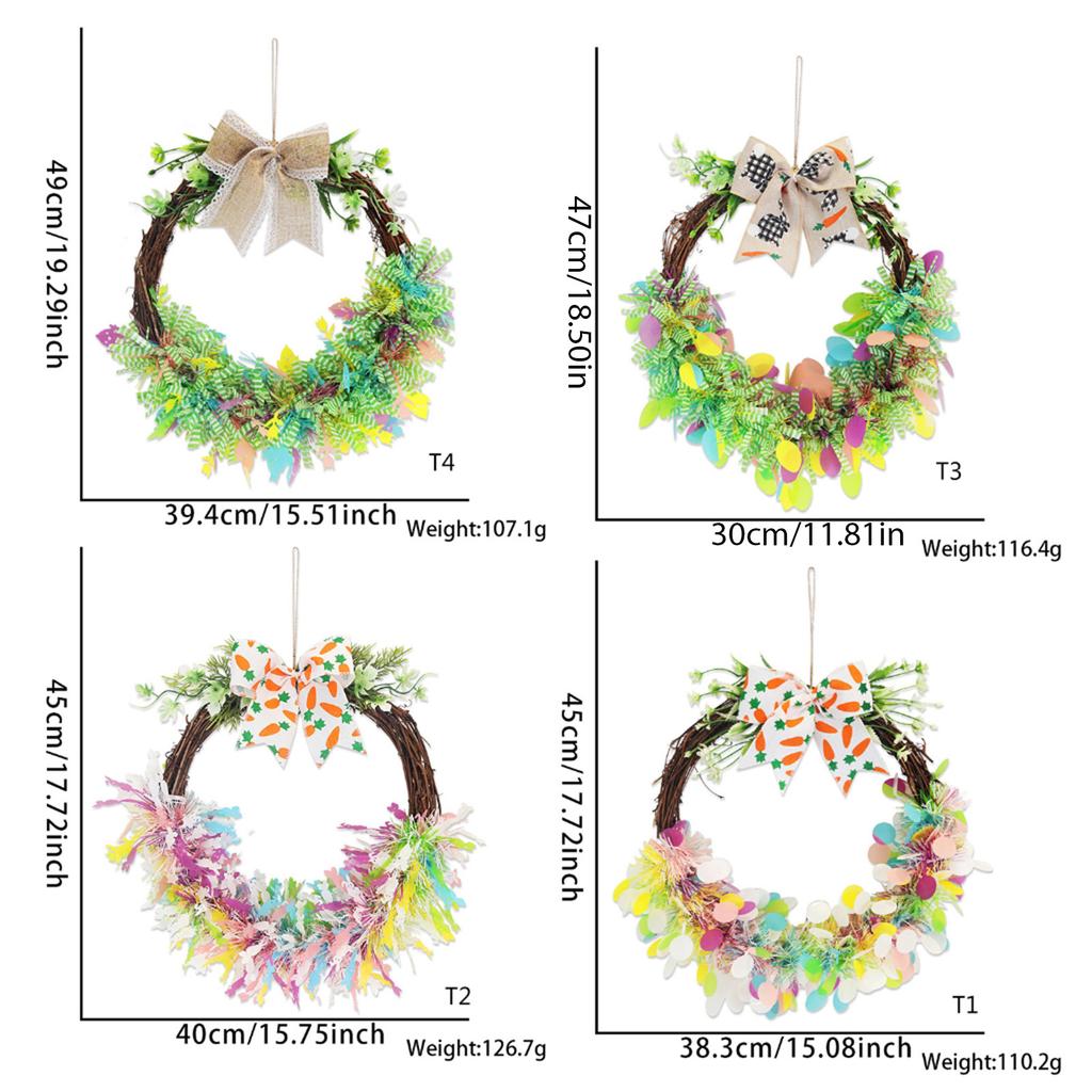 Vibranted Easter Door Hanging Wreath Featuring Colorful Strips Bow Ties Elements for Festive Decoration
