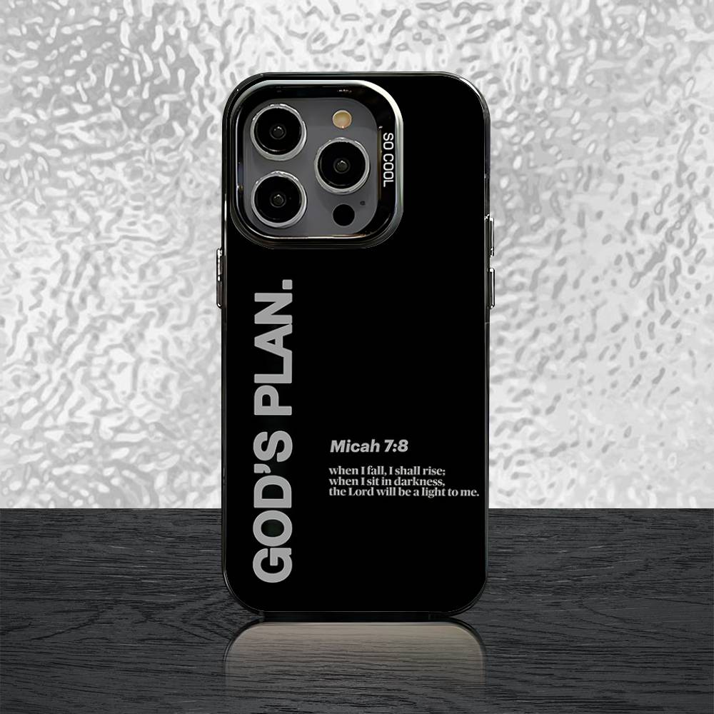 Gods Plan Jesus Bible Verse Phone Case For iPhone 16,15,14,13,12,11,Pro,Max,Plus,Mini,SE Black White Matte Shockproof Cover