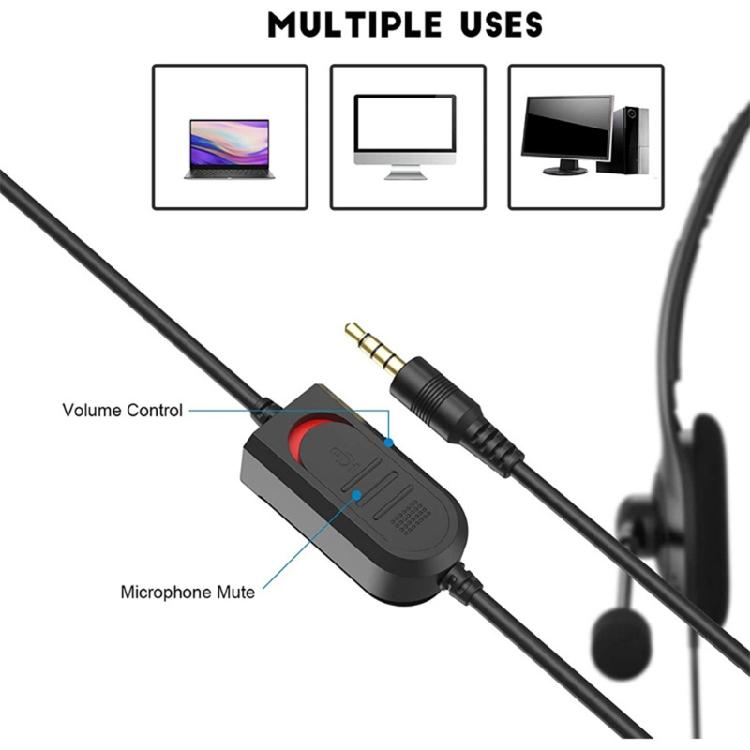 Phone Headset with Noise Canceling Mic & Mute Switch for Customer Service Office