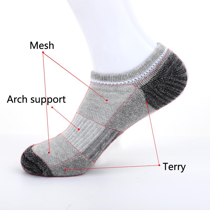 3 Pair-pack Men's Socks No Show Sport Socks Cotton Invisible Socks Big Size With Cushion Moisture Control Arch Support Mesh