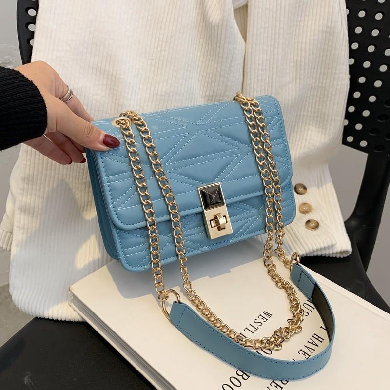 Popular Textured Women's Bags Versatile New Trendy Single Shoulder Crossbody Small Square Bag Chain Fashionable Diamond Underarm Bag
