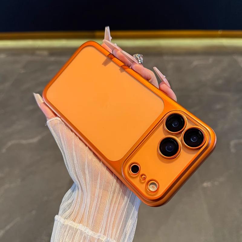 Luxury Matte Transparent Case For iPhone 17 Air 16 Pro Max Plus Plating Frame Lens Film Protection Anti-fall PC Hard Clear Cover