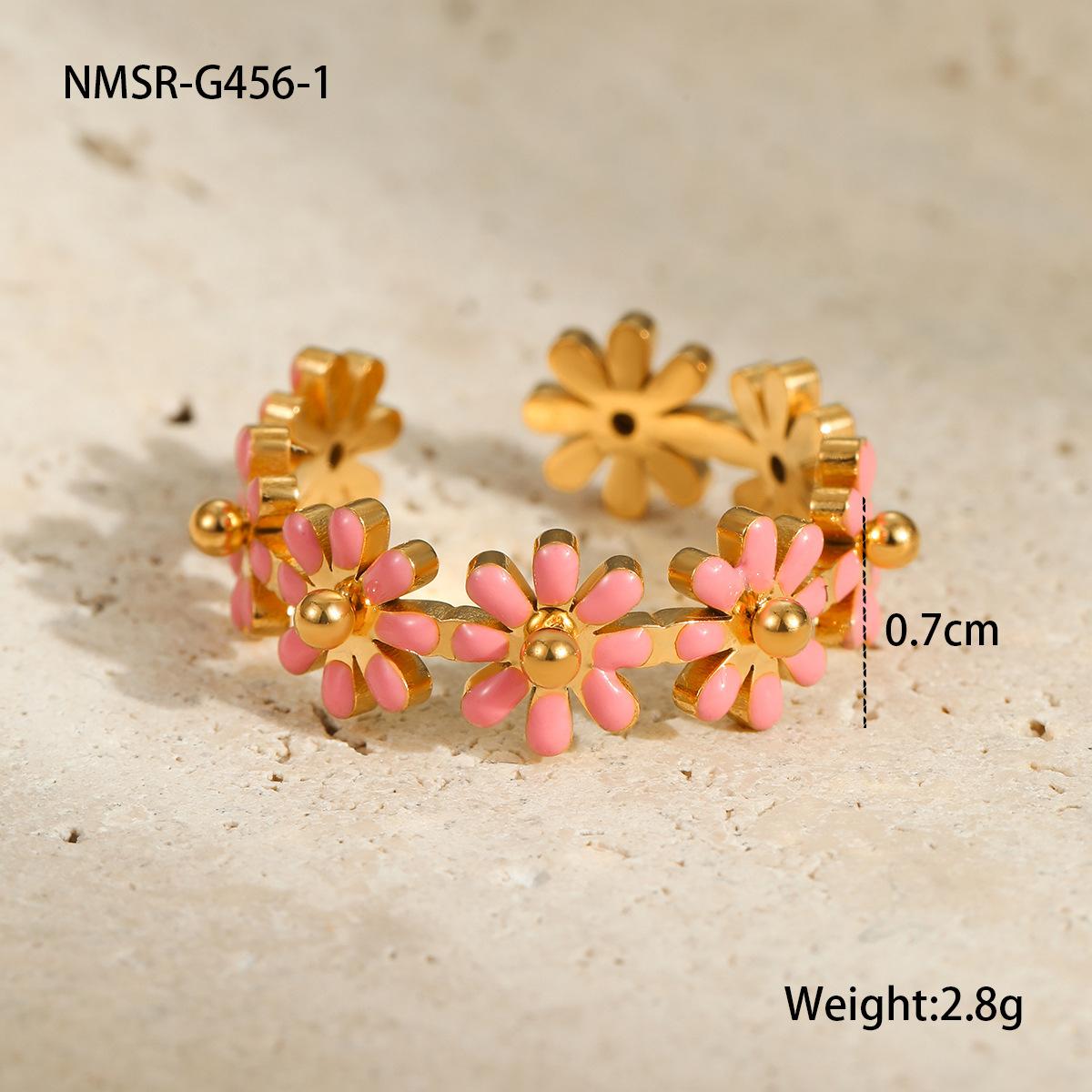 GEMCHIC Women s Colorful Dopamine Daisy Flower Ring Stainless Steel 18K Gold Plated Non-Fading Cross-Border Direct Sales