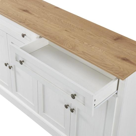 Küchenvorratskammer Patchwork Farbe Großes Sideboard mit 4 Türen und 2 Schubladen Moderner Buffet-Schrank für Esszimmer Wohnzimmer