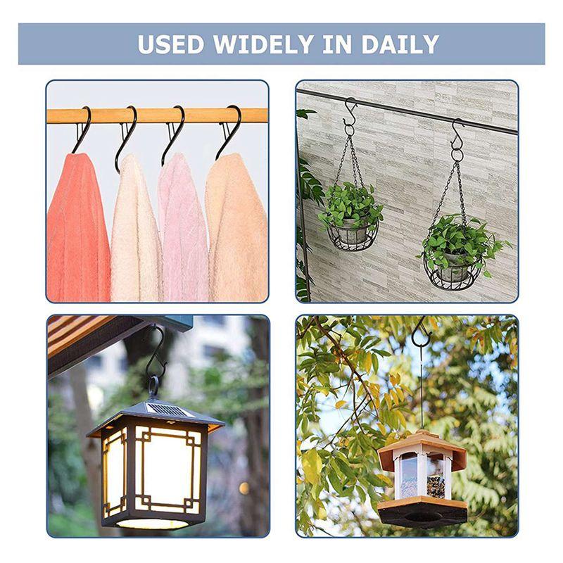 A84E-48PCS S Hooks For Hanging - S Shaped Hooks For Kitchen Utensil And Closet Rod - Black S Hooks For Hanging Plants,Pots