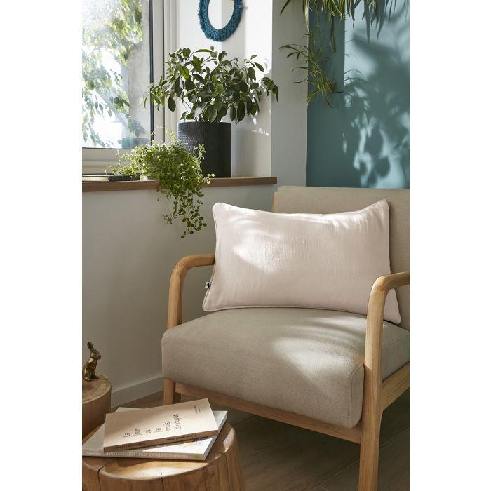 Coussin déhoussable - GAIA - 40 x 60 cm - Gaze de coton - Beige - Passepoil élégant