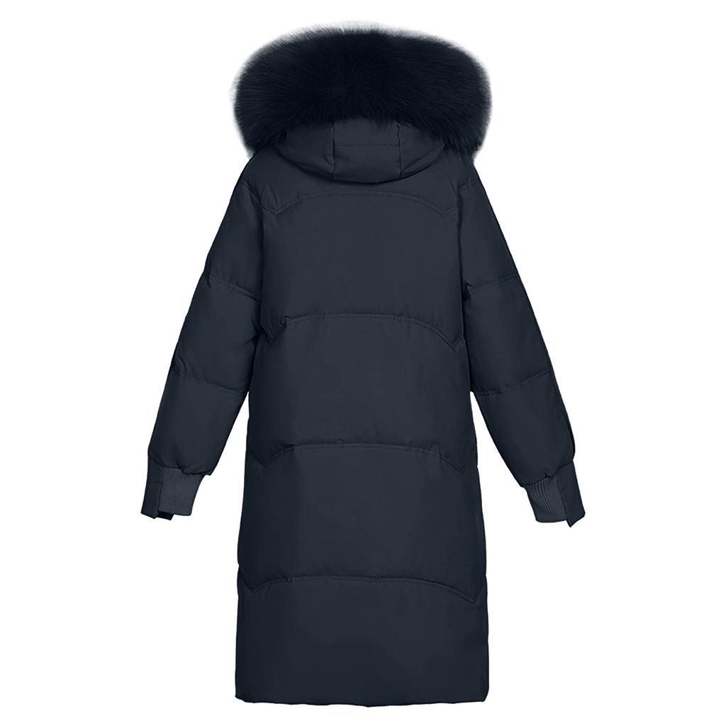 Women's Fashion Long Padded Jacket Coat With Big  Collar And Thick Down Padded Jacket