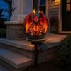 Gothic Demon Yard Ornament Dragon Solar Garden Light, Outdoor Gargoyle Statue with Warm LED Lighting, Halloween Cemetery Decoration Waterproof