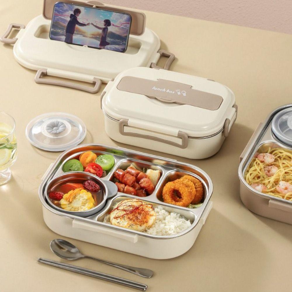 304 Stainless Steel Insulated Compartment Lunch Box Large Capacity Picnic Box  Microwaveable