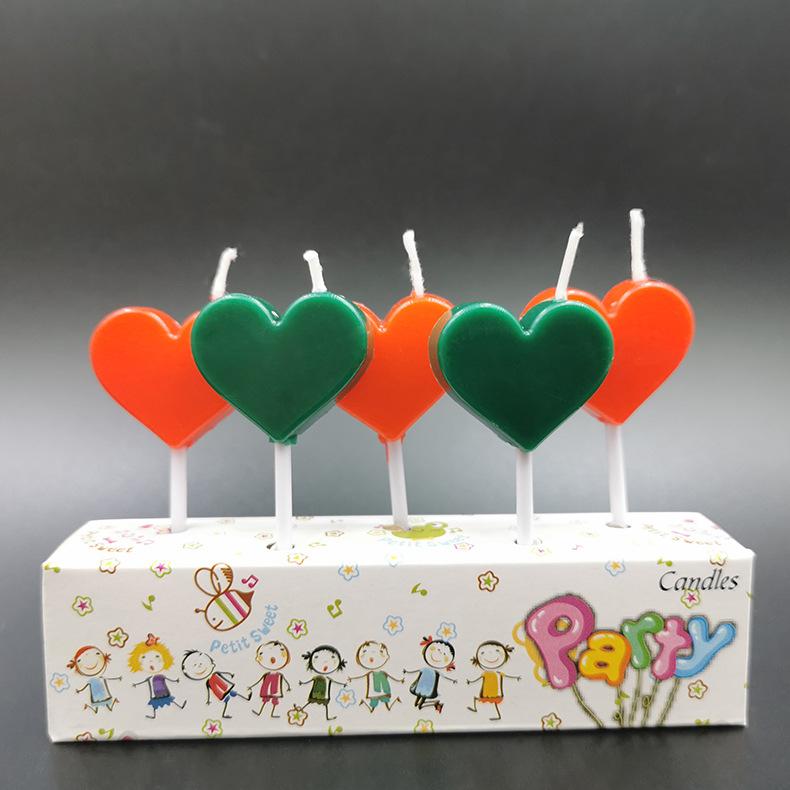 

Children s Cartoon Macaron Color Five-pointed Star Love Birthday Candle Creative Colorful Stars Heart Shaped Decoration Candle Red and green Christmas color